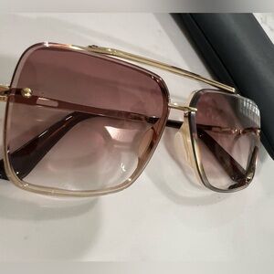 Stylish Gold and Pink Square Sunglasses